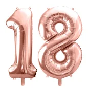 Balony i akcesoria - Balony foliowe Cyfra 18 - 86 cm - Różowe Złoto - duże na URODZINY - miniaturka - grafika 1