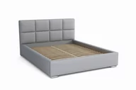 Łóżka - Łóżko do sypialni tapicerowane 120x200 z pojemnikiem - Alaska Szare Eko skóra - miniaturka - grafika 1