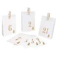 Ozdoby bożonarodzeniowe - Kalendarz adwentowy do napełniania Simple 24 torebki papierowe torebki na prezenty Boże Narodzenie, kalendarz bożonarodzeniowy, zestaw do majsterkowania z drewnianymi klamerkami firmy pajoma - miniaturka - grafika 1