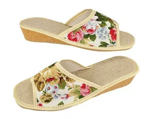 Kapcie Damskie Len Wysoki Obcas Korek 1991 [Rozmiar: 35] - Kapcie damskie - miniaturka - grafika 1