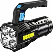 Latarki - Latarka Aptel Bardzo Mocna LATARKA Taktyczna LED COB Typ T6 Akumulatorowa 9W czarna ZD102 - miniaturka - grafika 1