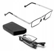 Okulary korekcyjne, oprawki, szkła - Składane okulary do czytania brelok sztywne etui anty blue plusy +1.5 - miniaturka - grafika 1