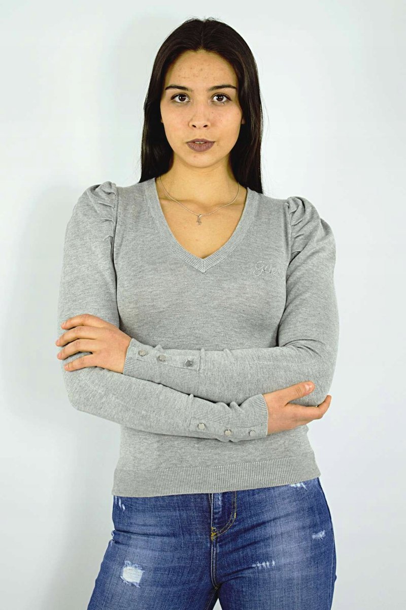 SWETER DAMSKI W1RR05Z2NQ0 GUESS SZARY Z BUFIASTYMI RĘKAWAMI - XS
