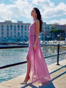 Sukienki - Sukienka szyfonowa pudrowy róż elegancka długa maxi na grubych ramiączkach polska produkcja Choix - PERFE - miniaturka - grafika 1