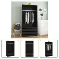 Szafy - The Living Store Szafa czarna 100x50x200 cm Materiał drewnopochodny - miniaturka - grafika 1