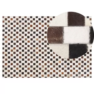 Beliani Dywan patchwork skórzany 140 x 200 cm beżowo-brązowy KAYABEY - Dywany - miniaturka - grafika 1