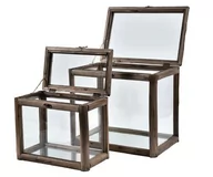 Lampy ogrodowe - Wood old Lampion/Szklarenka kpl. 2 szt. - miniaturka - grafika 1