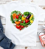 Koszulki dla dziewczynek - Koszulka warzywa serce , na dzień warzyw wzór marchewki9 - miniaturka - grafika 1