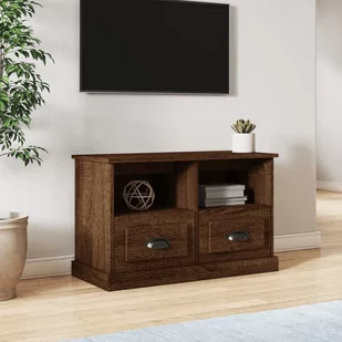 vidaXL Szafka pod TV, brązowy dąb, 80x35x50cm, materiał drewnopochodny - Szafki RTV - miniaturka - grafika 1