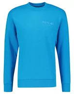 Bluzy męskie - Replay Bluza męska Second Life ze 100% bawełny, 180 niebieski, XL - miniaturka - grafika 1