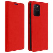 Etui i futerały do telefonów - Etui Folio Prawdziwa Skóra Samsung Galaxy S10 Lite Etui z miejscem na kartę Wideo Podstawka Czerwone - miniaturka - grafika 1