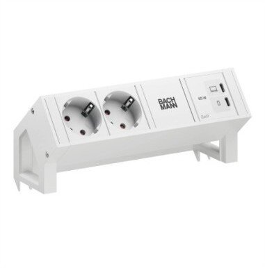 Biurko Bachmann BIURKO BACHMANN DESK2, BIAŁE, 2xCEE7/3, 1x USB-C/C 65 W, długość 0,2 m, RAL 9010 19.07.7179