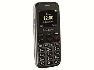 Doro Primo 218 by GSM telefon komórkowy z dużym kolorowym wyświetlaczem, przycisk alarmowy, latarka, lokalizacja, w zestawie stacja ładująca, grafitowy, 360034 - Latarki - miniaturka - grafika 1