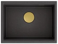 Zlewozmywaki - QUADRON Zlewozmywak CLARK 580 onyx, odpływ złoty BM5843221U-BL-PVDG10 - miniaturka - grafika 1