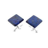 Spinki do mankietów i krawatów - Srebrne spinki do mankietów z Dumortierytem kwadratowym(S950) Srebro [925] - miniaturka - grafika 1