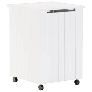 vidaXL Kosz na pranie z kółkami RANA Biały 45x45x64 cm lite drewno sosnowe - Kosze na bieliznę - miniaturka - grafika 1