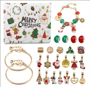 KALENDARZ ADWENTOWY Charms BRANSOLETKA Prezent Święta 24 Okienka DZIEWCZYNY - Ozdoby bożonarodzeniowe - miniaturka - grafika 1