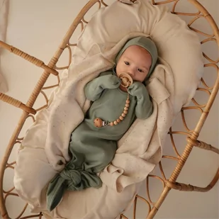 Mushie Pajacyk niemowlęcy wiązany 0-3 m Roman Green - Pajacyki dla niemowląt - miniaturka - grafika 1