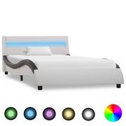 Łóżka - vidaXL Rama łóżka z LED, biało-czarna, sztuczna skóra, 90 x 200 cm - miniaturka - grafika 1
