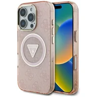 Etui i futerały do telefonów - Etui Guess IML Metal Glitter 4G Circle Triangle MagSafe do iPhone 16 Pro Max różowy - miniaturka - grafika 1