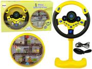 Zabawki interaktywne dla dzieci - Import LEANToys Interaktywna Kierownica Żółta Na Nóżce Dźwięki Światła Miasteczko Labirynt Kulka LT-10121-0 - miniaturka - grafika 1
