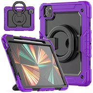 Długopisy - Amazon Brand - Etui na iPad Pro 11 Model 2021/2020/2018, odporne na wstrząsy etui z obrotowym stojakem/uchwytem na długopis, fioletowy - miniaturka - grafika 1