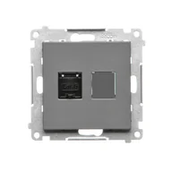 Gniazdka elektryczne - Gniazdo komputerowe RJ45 Kontakt-Simon 55 T61.01/116 pojedyncze kategoria 6, z przesłoną przeciwkurzową moduł grafitowy mat - miniaturka - grafika 1
