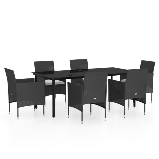 Zestaw mebli ogrodowych czarny, stół 200x100x74 cm, krzesła 53x58x84 cm