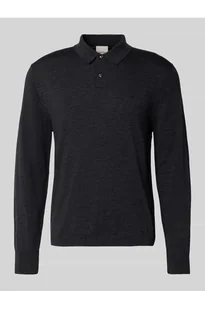 Sweter z dzianiny z kołnierzykiem polo - CK Calvin Klein - Swetry męskie - miniaturka - grafika 1