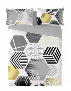 Pościel satynowa 160x200 geometria szara żółta Prestige 1 - Pościel - miniaturka - grafika 1