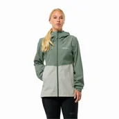 Kurtki damskie - Damska kurtka przeciwdeszczowa Jack Wolfskin WEILTAL 2L JKT W hedge green - M - miniaturka - grafika 1