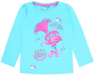Bluzki damskie - Turkusowa bluzka dziewczęca z długim rękawem TROLLS 4 lata 104 cm - miniaturka - grafika 1