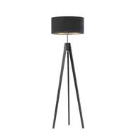 Lampy stojące - Lysne, Lampa stojąca do salonu z welurowym abażurem Haiti Velur, Czarny ze złotym wnętrzem - miniaturka - grafika 1