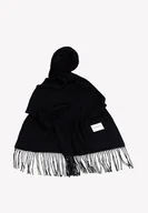 Apaszki i szaliki damskie - Szal ciepły czarny z frędzlami - miniaturka - grafika 1