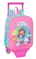 Plecaki - Safta GABBY'S DOLLHOUSE CONFETTI plecak przedszkola z wózkiem, idealny dla dzieci w różnym wieku, wygodny i wszechstronny, jakość i wytrzymałość, 22 x 10 x 27 cm, Różowy/turkusowy, M, Casual - miniaturka - grafika 1
