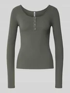 Bluzki damskie - Bluzka z długim rękawem o kroju slim fit z mieszanki bawełny model ‘KITTE’ - miniaturka - grafika 1
