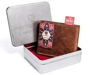 Portfele - Portfel męski skórzany Peterson skóra naturalna nubukowa elegancki duży z ochroną kart RFID brązowy - miniaturka - grafika 1