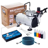 Sprężarki i kompresory - Kompresor Do Aerografu + Aerograf Modelarski + Farbki + Wężyk Fengda - miniaturka - grafika 1