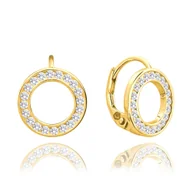 Kolczyki - MINET Pozłacane kolczyki srebrne KRĄGY z białymi cyrkoniami - miniaturka - grafika 1