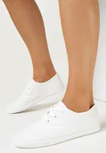 Trampki damskie - Białe Tenisówki z Krótkim Sznurowaniem Aimena - miniaturka - grafika 1