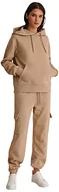 Bluzy damskie - NA-KD Damska bluza z kapturem, Ciemnobeżowy, M - miniaturka - grafika 1