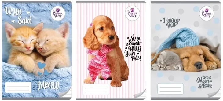 ZESZYT SZKOLNY A4 32 kartki Kolorowe trzy linie THE SWEET PETS