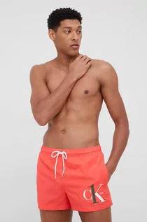 Kąpielówki męskie - Calvin Klein szorty kąpielowe kolor pomarańczowy - grafika 1