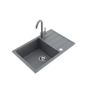 Zlewozmywaki - Zlewozmywak METRO 1 duża komora ociekacz 68 x 44 cm bateria "U" szary - miniaturka - grafika 1