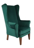 Taborety i hokery - Fotel Uszak gładki, zielony welwet, do salonu, idealny do karmienia piersią - miniaturka - grafika 1