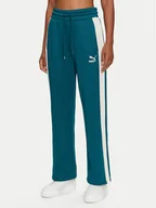 Spodnie sportowe damskie - Puma Spodnie dresowe Iconic T7 627996 Zielony Straight Leg - miniaturka - grafika 1