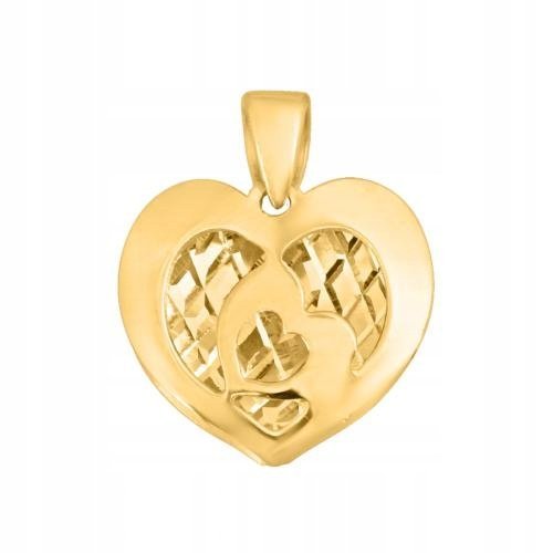 Złota Przywieszka Serce 585 1.45 g Rodium