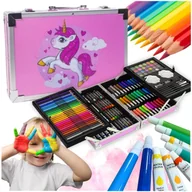 Przybory szkolne - zestaw artystyczny dla dzieci do malowania walizka kredki farby prezent xxl - miniaturka - grafika 1