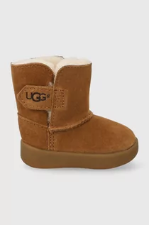 Buty dla dziewczynek - UGG śniegowce zamszowe dziecięce T KEELAN kolor beżowy - Ugg - grafika 1