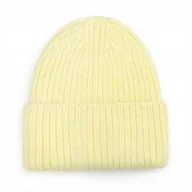 Czapki damskie - CZAPKA BEANIE DAMSKA WEŁNIANA WEŁNA ZIMOWA NA ZIMĘ 60% Angora ŻÓŁTA - miniaturka - grafika 1